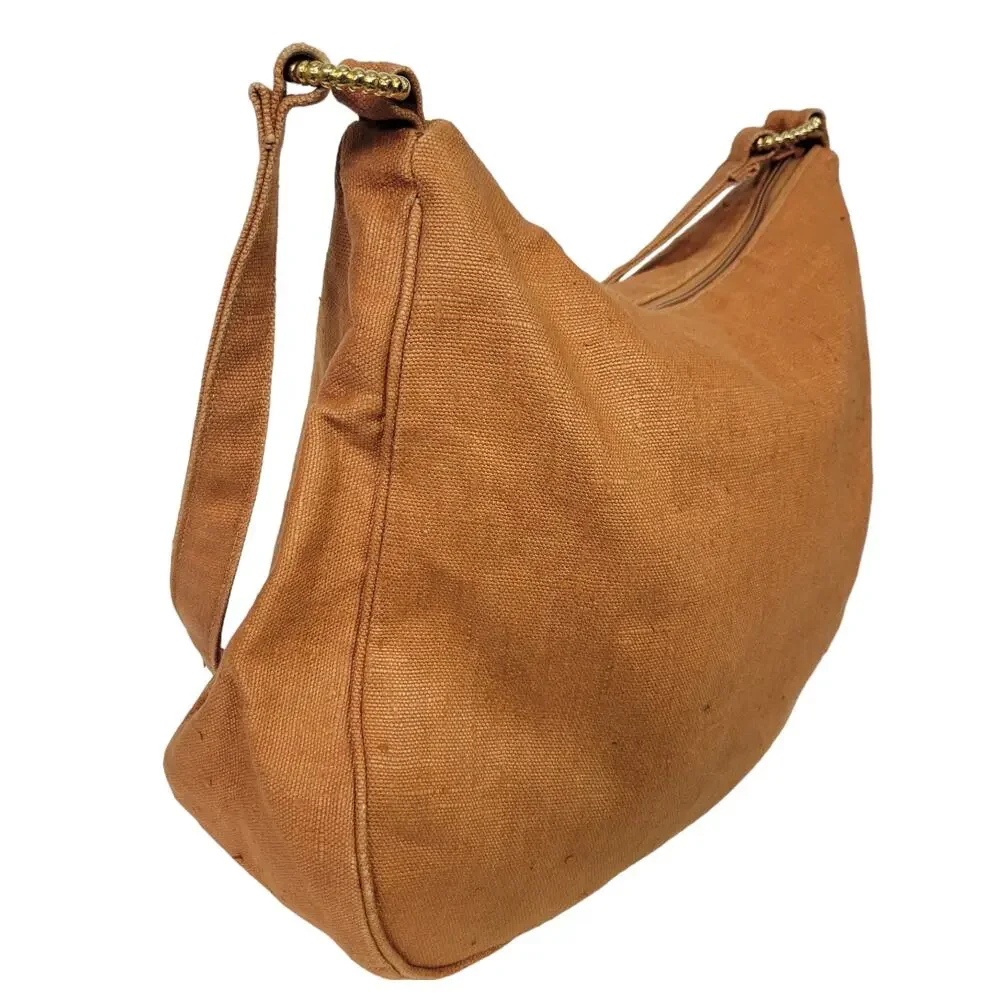 Vintage Kleinberg Sherrill Shoulder Bag Orange Oversized Crossbody Canvas Curved